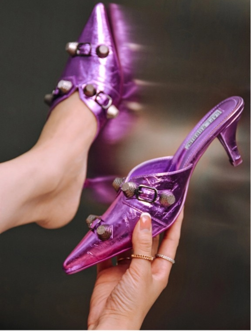 Cape Robbin Metallic Purple Knot-Accent Pointed Mule